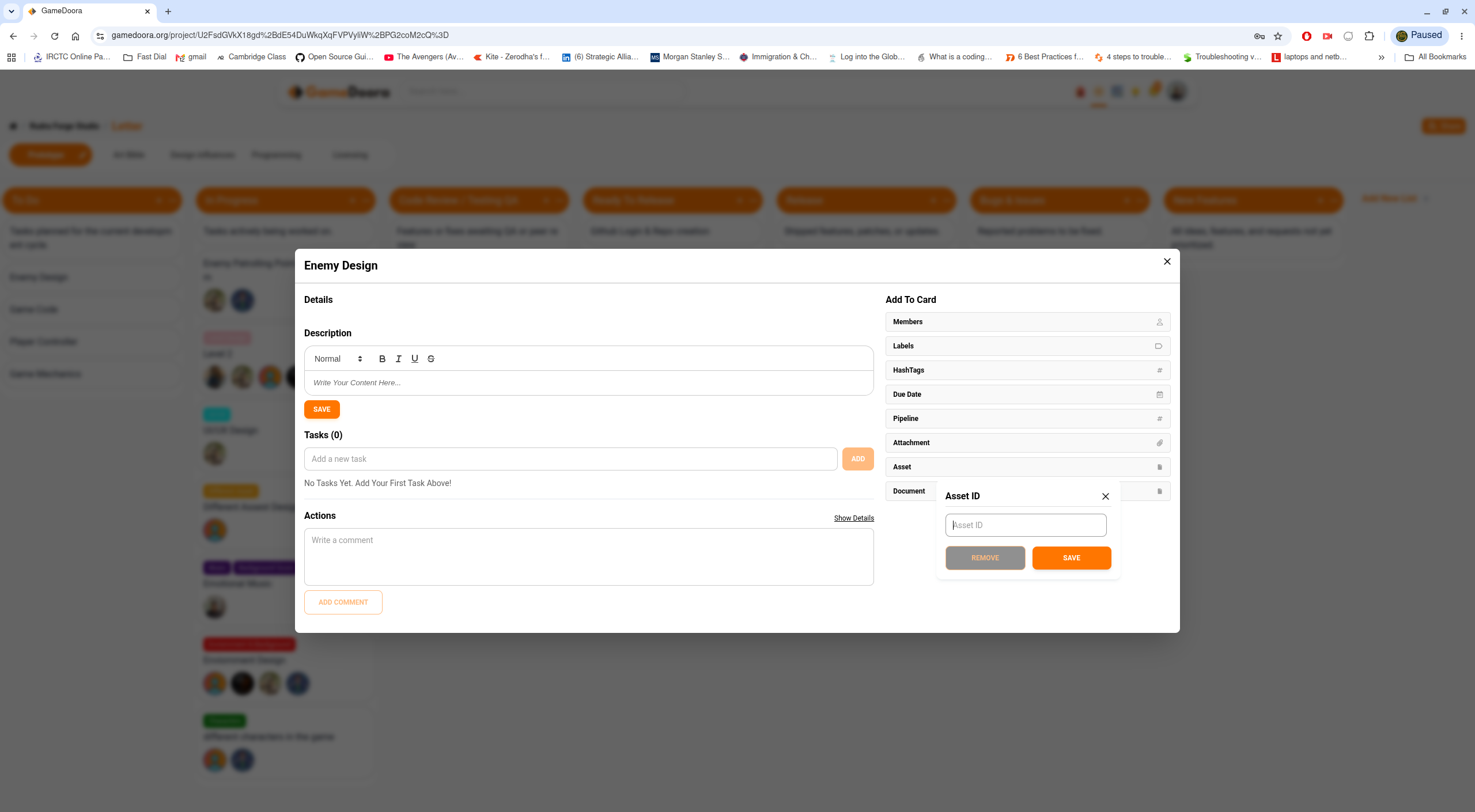 Attach asset to card