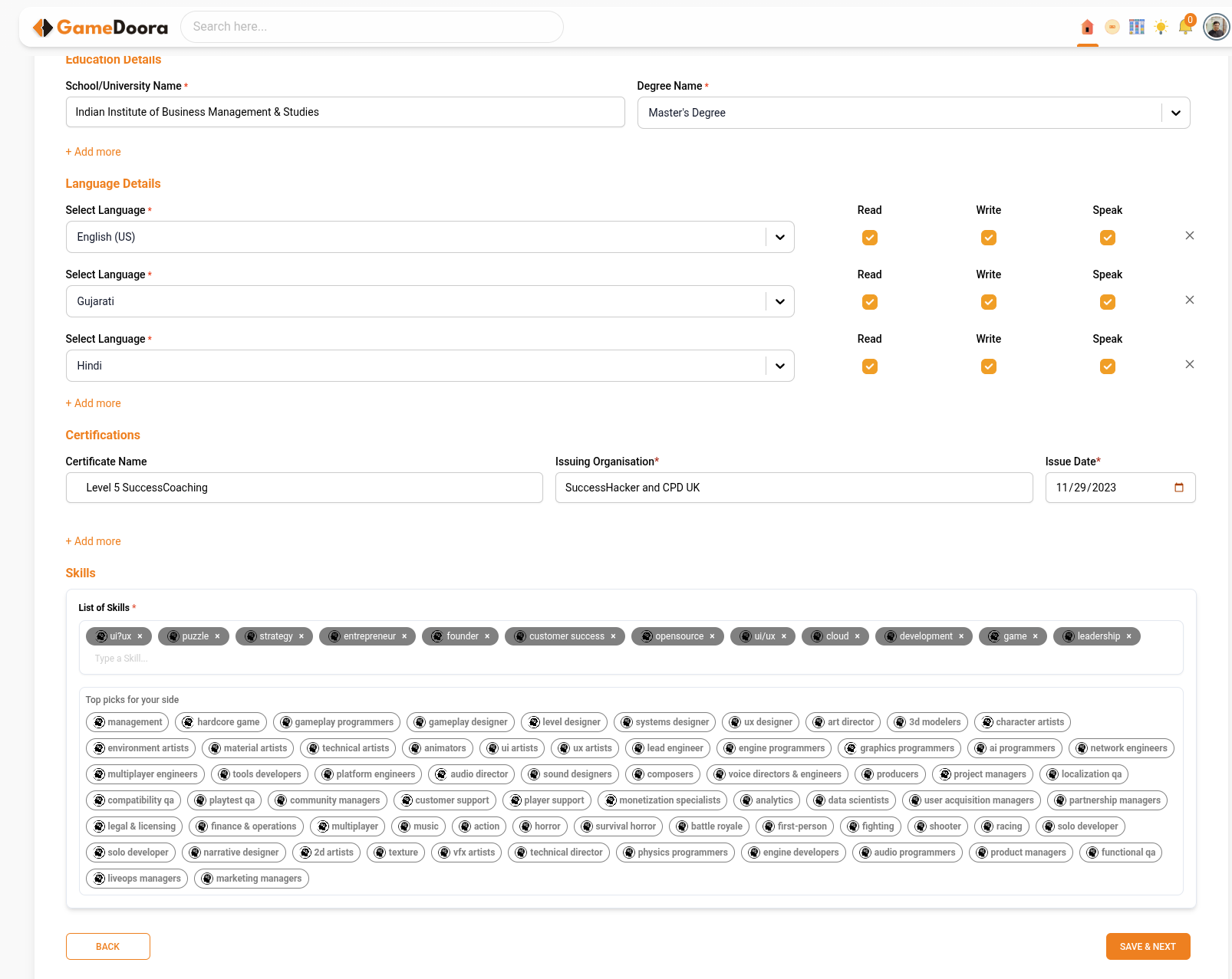 Profile discoverability settings