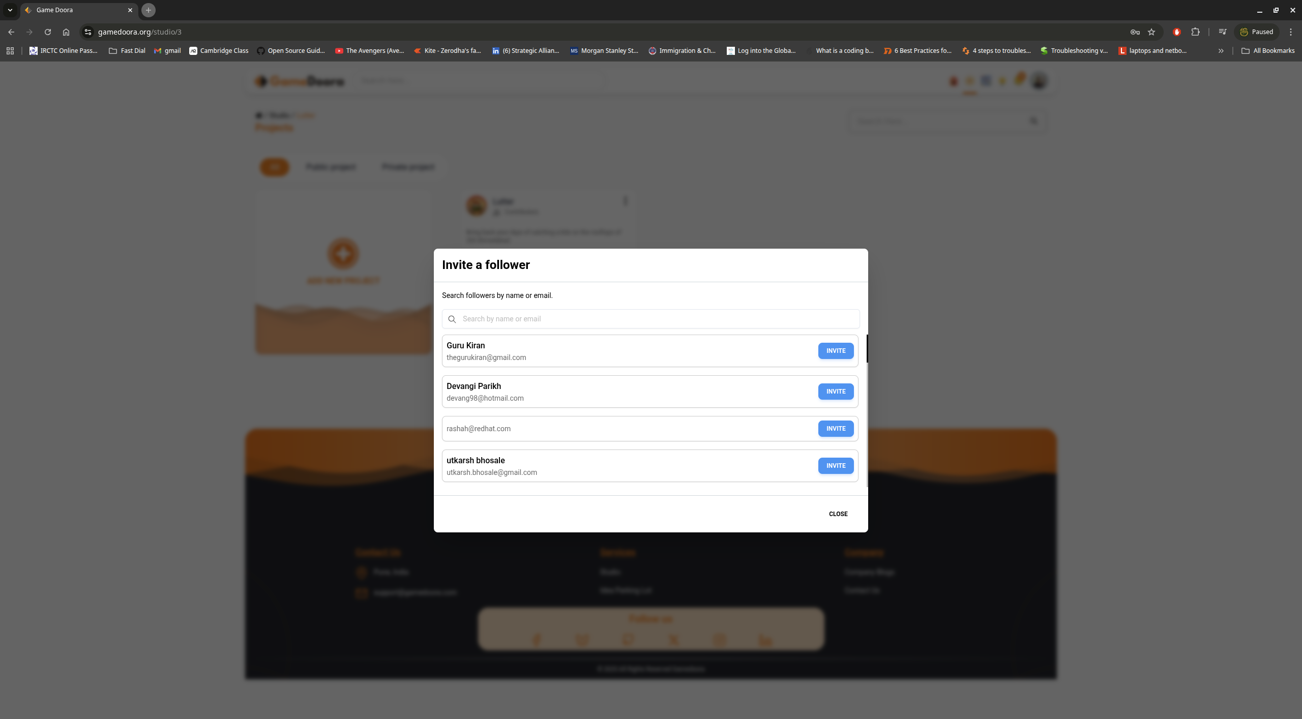 Invite collaborators to project